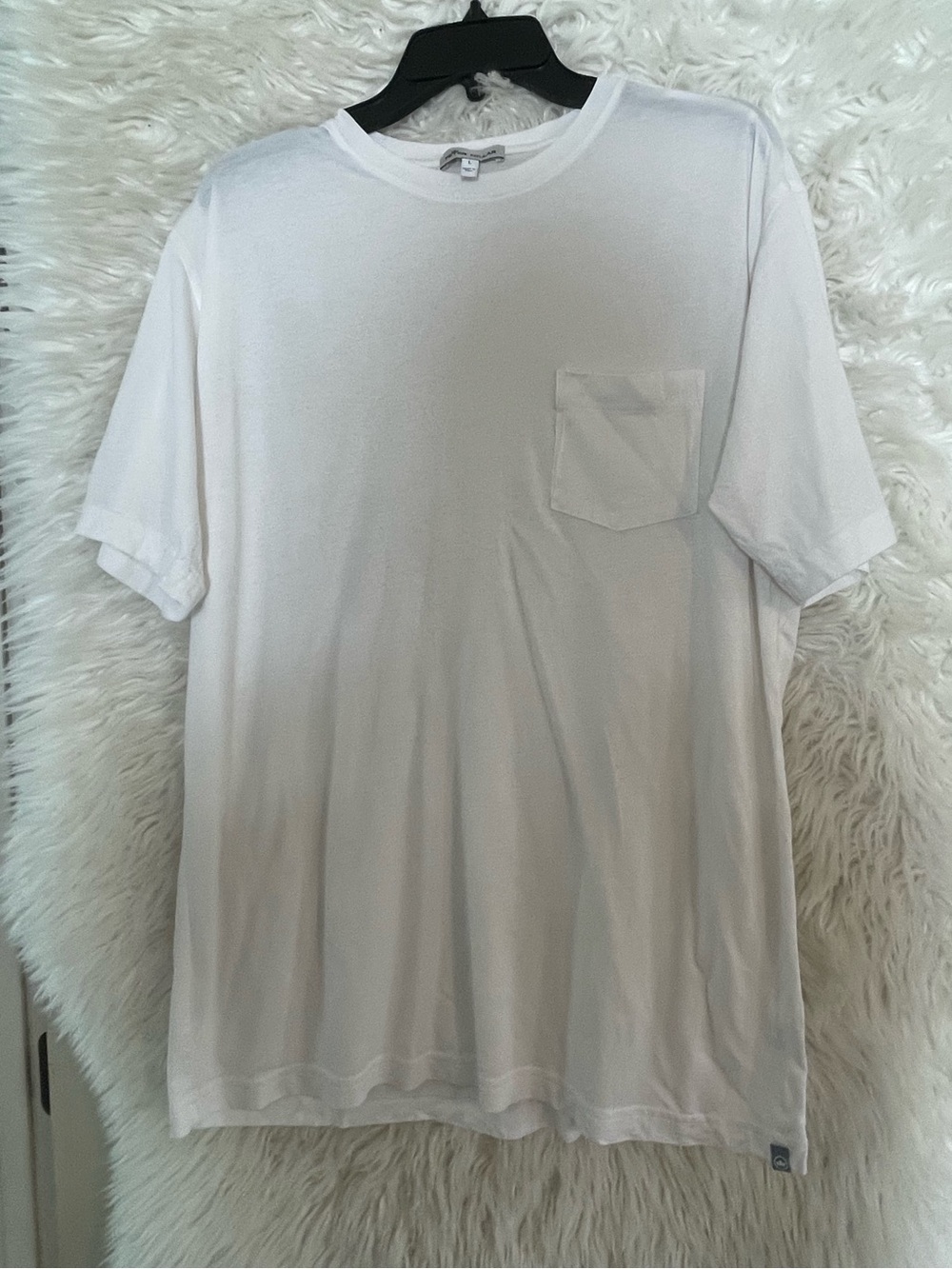 Peter Millar Men’s Summer Soft White Pocket Tee. Size Large